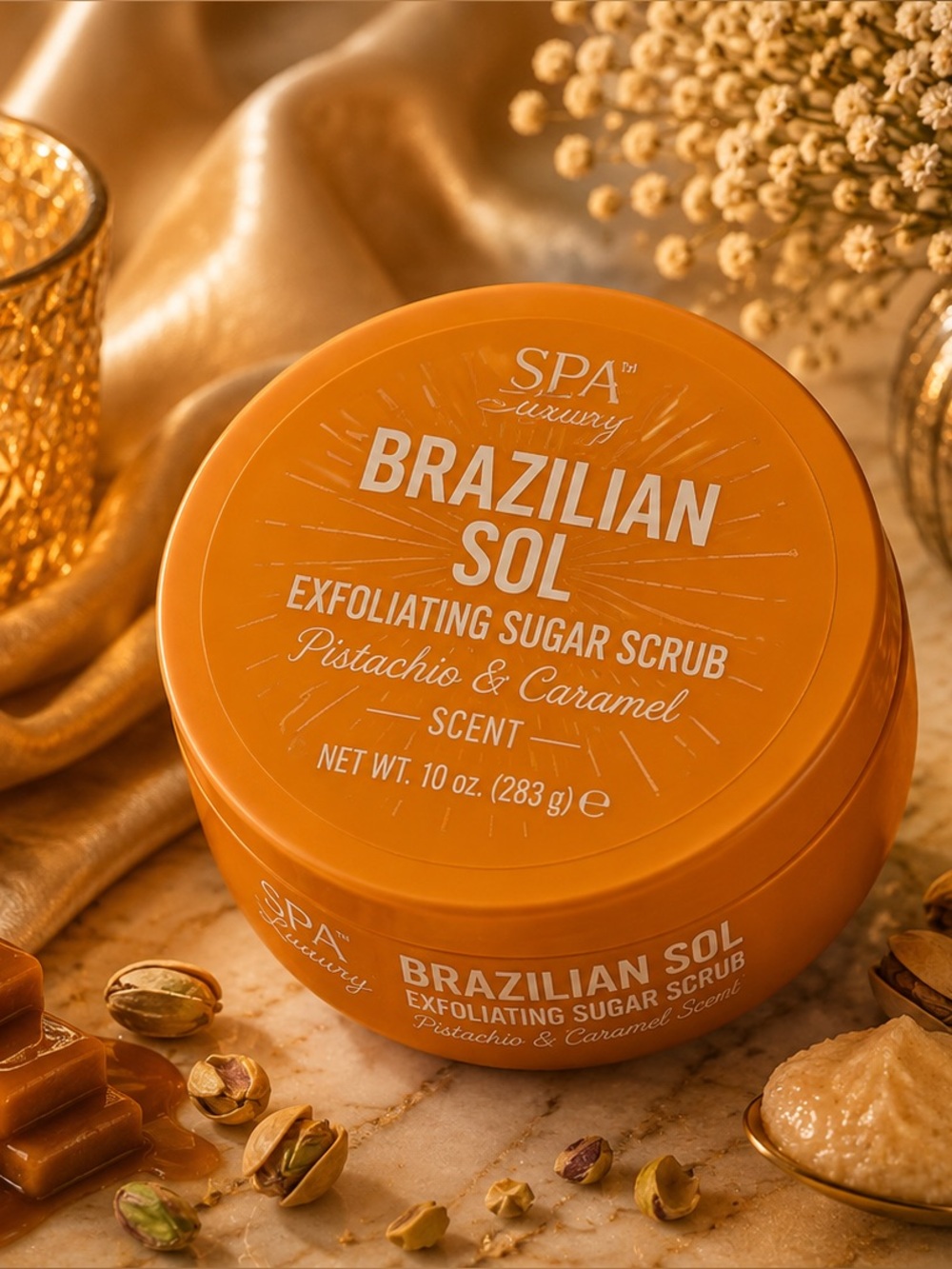 Spa Luxury Brazilian Sol Exfoliating Sugar Scrub - Carmel & Pistachio